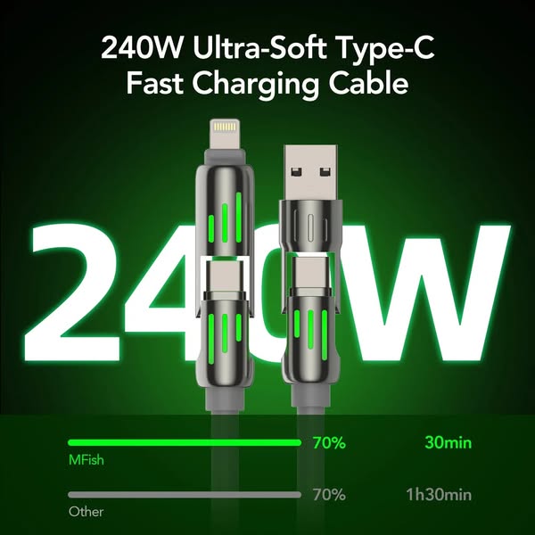 4-in-1 USB Fast Charging Cable - 240W [FREE SHIPPING ALL OVER KSA]