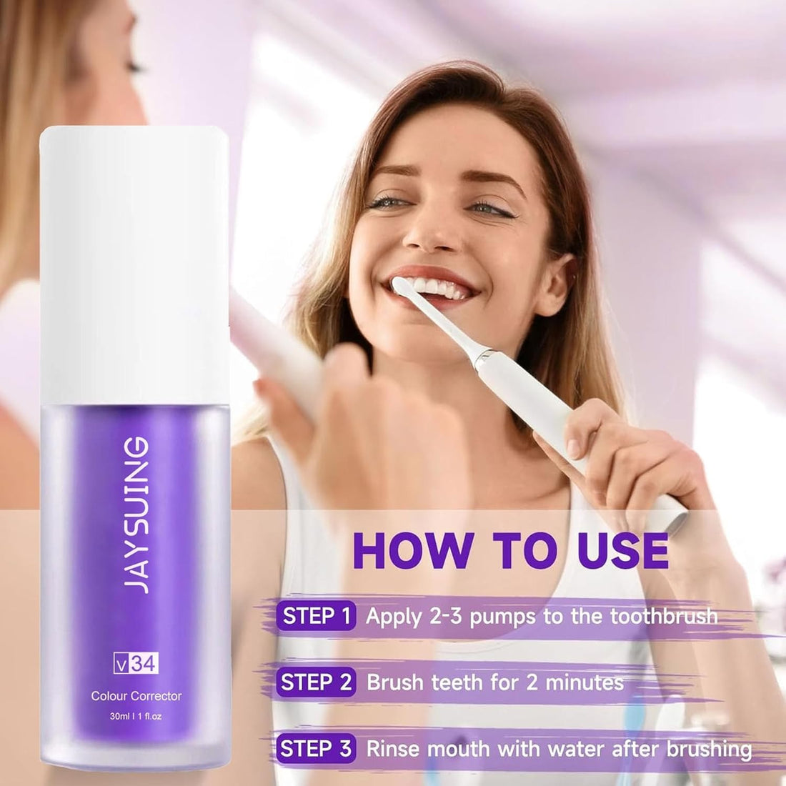 Jaysuing Purple Teeth Whitening Toothpaste ORIGINAL FREE HOME DELIEVERY ALL OVER KSA