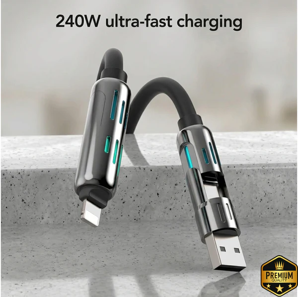 4-in-1 USB Fast Charging Cable - 240W [FREE SHIPPING ALL OVER KSA]